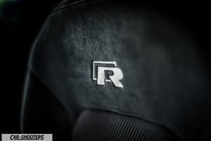 Volkswagen Golf R – interior, branded car seat close-up