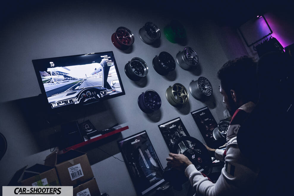 detail, person playing racing simulator