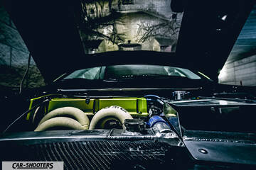 engine bay, modified engine bay with turbocharger