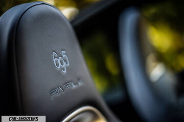 Abarth 695 Rivale – interior, stitched leather seat headrest