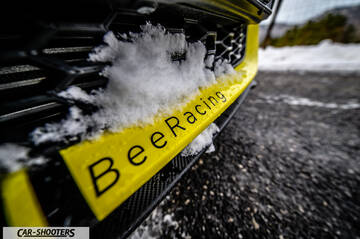 Suzuki Swift Sport – detail, grille covered in snow