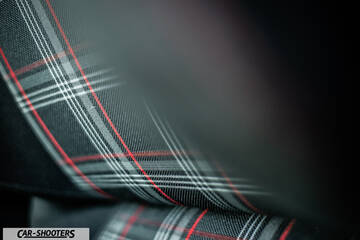 Volkswagen Polo GTI – interior, plaid cloth seat upholstery