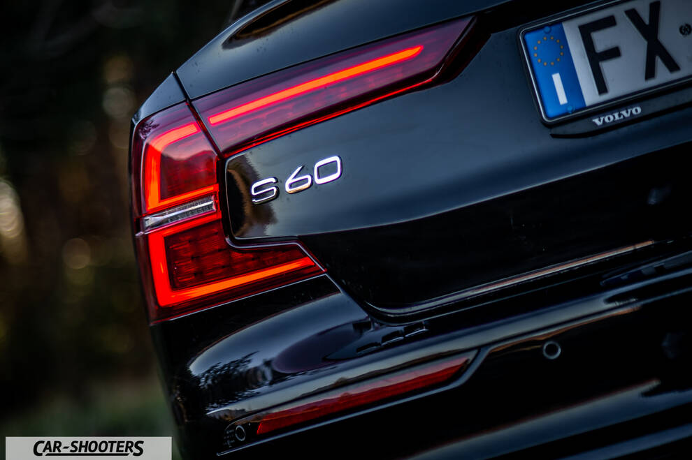 Volvo s60 polestar – rear view, black rear light and badge close-up