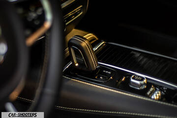 Volvo s60 polestar – interior, leather gear shifter close-up