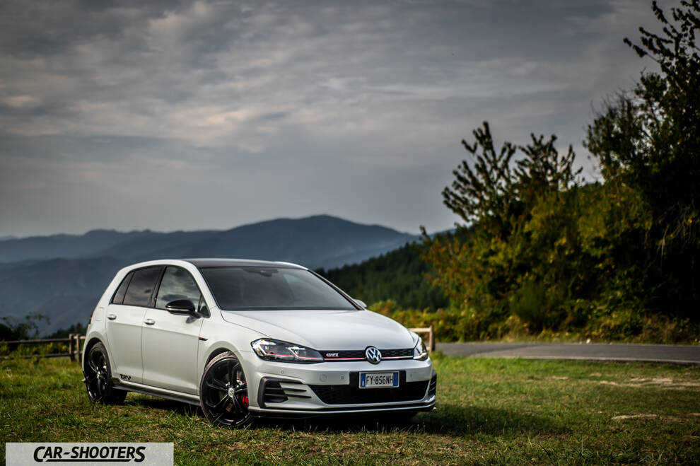 Volkswagen Golf Gti Tcr – front three-quarter, white against a mountain backdrop