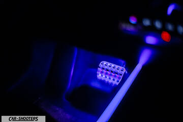 Mercedes Benz Classe B – detail, illuminated car pedal close-up