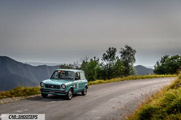 Autobianchi A112 &ndash; front three-quarter, light blue on a country road