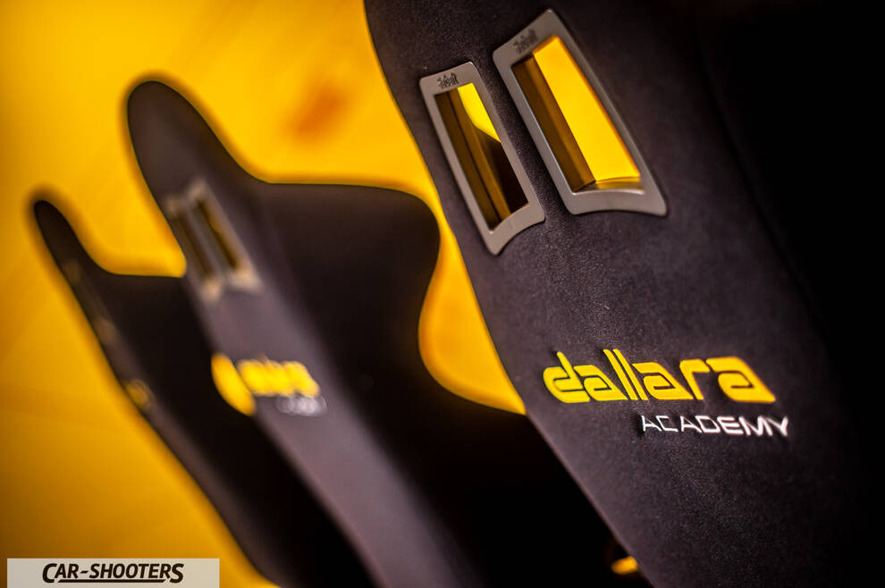 Dallara – interior, bucket racing seats with yellow accents