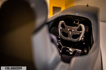 Dallara – interior, racing steering wheel and cockpit