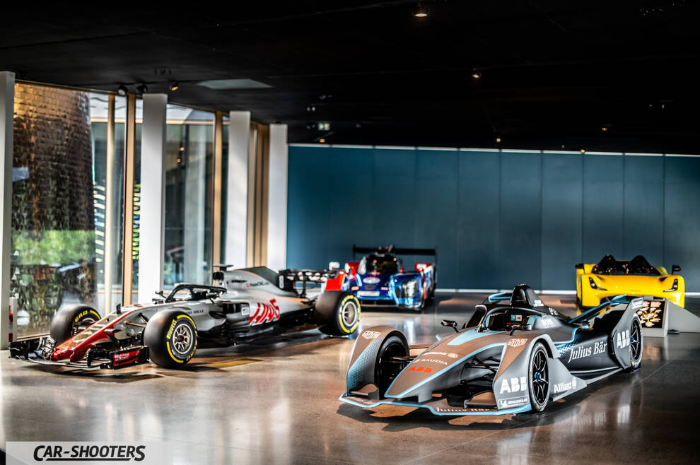 Dallara – front three-quarter, silver and black on display inside a showroom