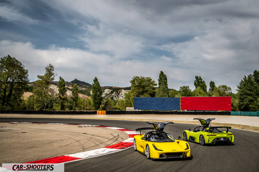Dallara Stradale – front three-quarter, yellow on a race track
