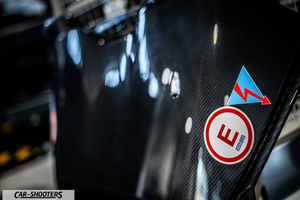 Dallara – detail, carbon fiber hood with stickers