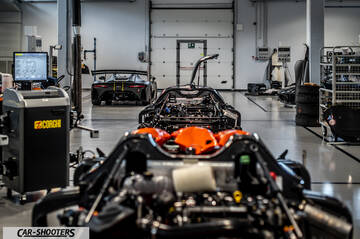 Dallara – engine bay, in a car factory workshop