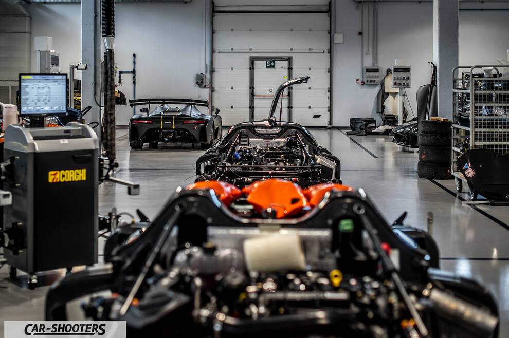 Dallara – engine bay, in a car factory workshop