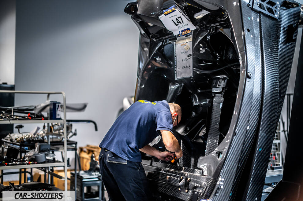 Dallara – detail, carbon fiber chassis assembly in a workshop
