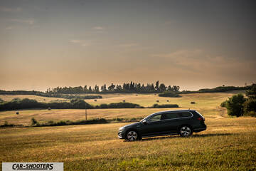Volkswagen Passat Alltrack – side profile, dark grey in a grassy field