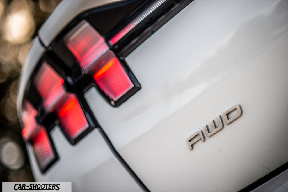 Ford Mustang Mach E – detail, taillight and awd badge close-up