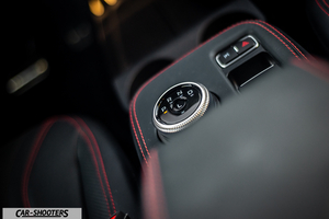 Ford Mustang Mach E – interior, rotary gear selector with red stitching
