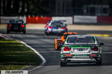 rear view, white on a race track