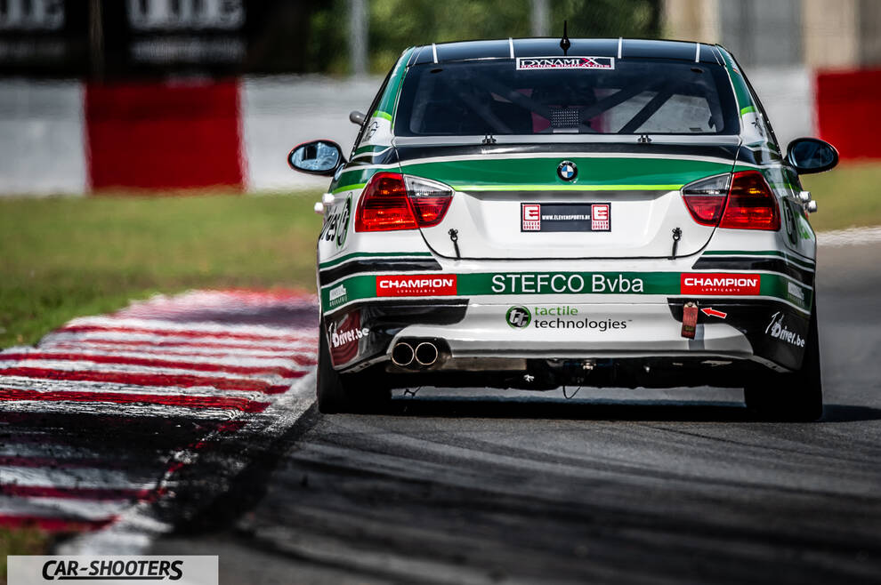 rear view, white on a race track