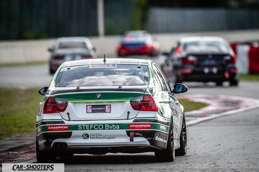 rear view, white on a race track