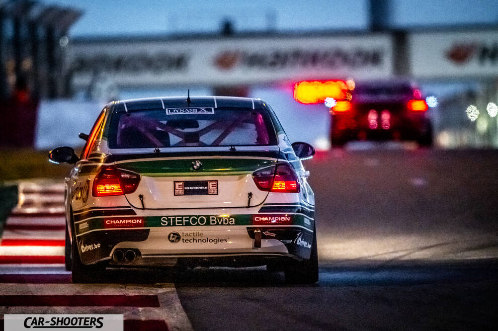rear view, white on a race track