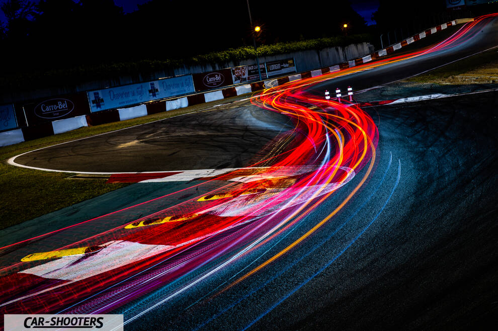 detail, long exposure light trails on racetrack