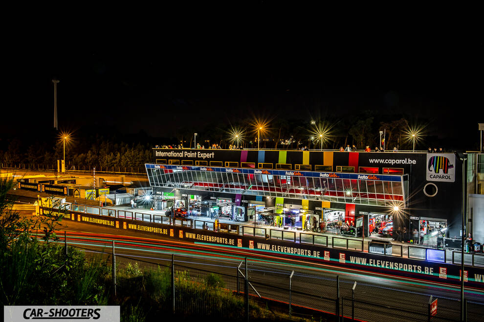 detail, at a racetrack at night