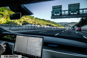 Tesla Model S Plaid – interior, driving on a highway