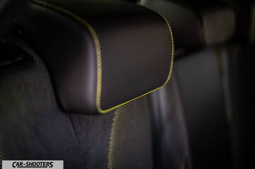 Skoda Enyaq – interior, leather headrest with contrast stitching