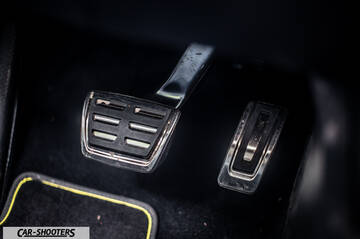 Skoda Enyaq – detail, metal foot pedals close-up