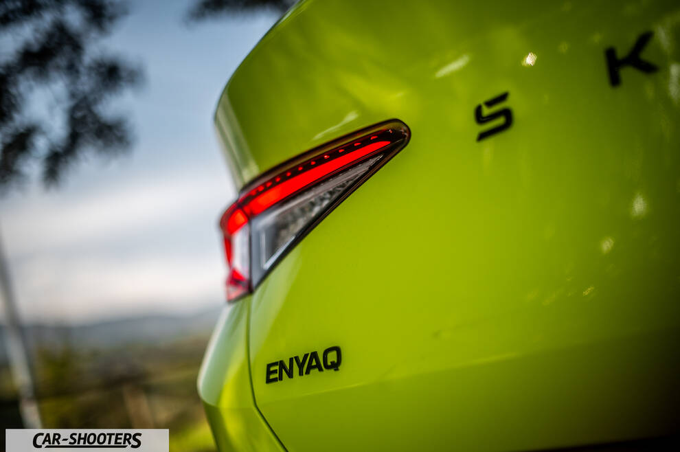 Skoda Enyaq – detail, rear badge close-up
