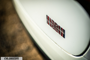 Tesla Model X – detail, emblem close-up