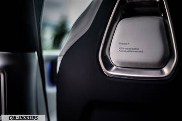 Polestar 4 – interior, leather front seat headrest
