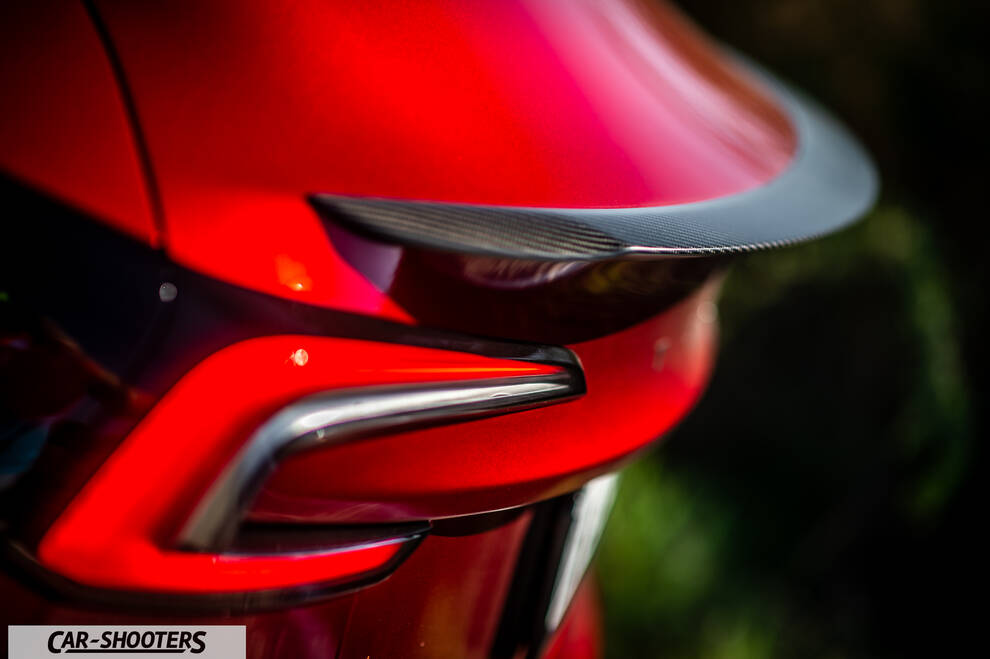 Tesla Model 3 Performance – detail, carbon fiber rear spoiler